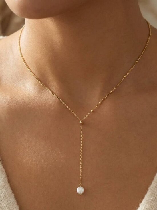 Jewelry - Pearl Charm Lariat Chain Necklace